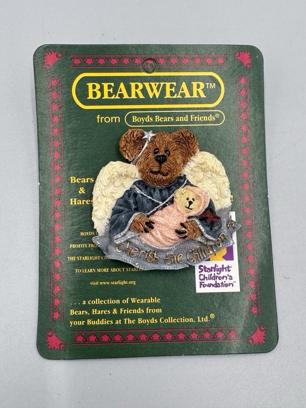 Vintage Boyds Bears Bearwear Cherish The Children Pun Brooch
